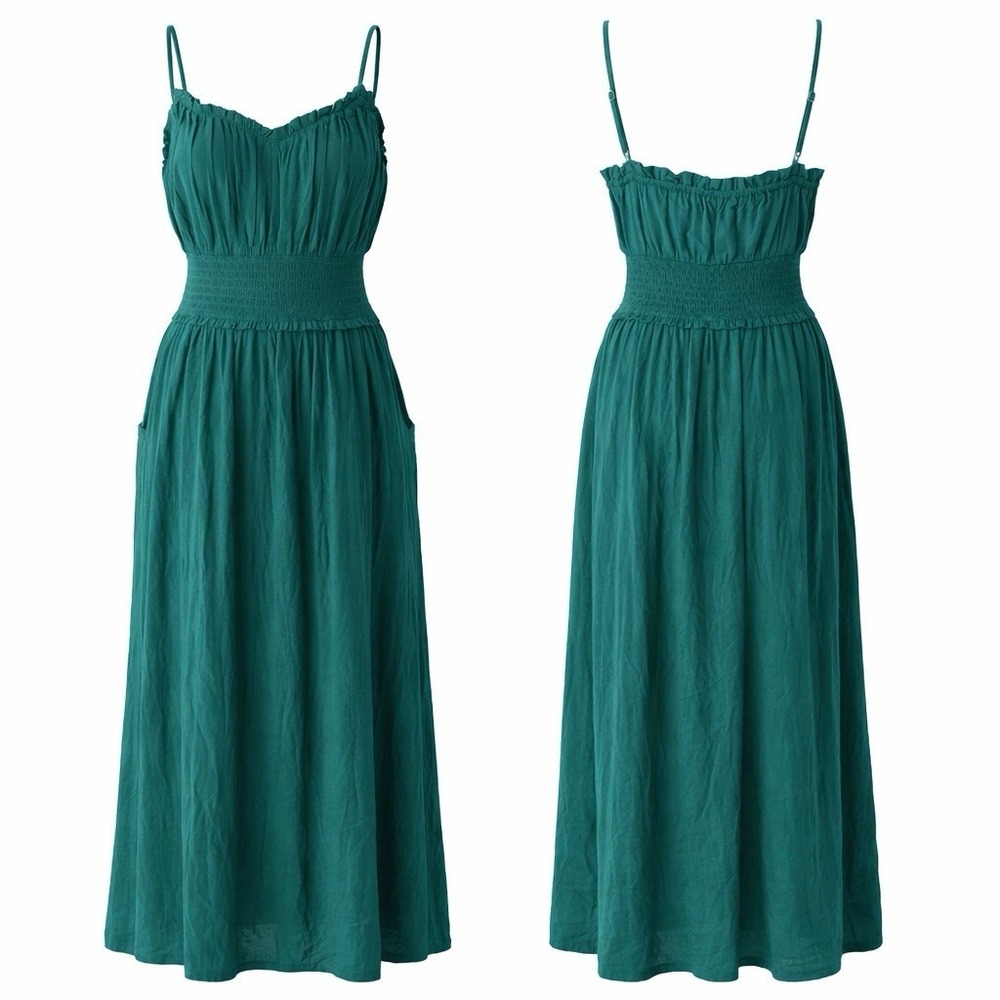 Old Navy Womens XL Maxi Dress Blue Cami Sz S Tall Teal Smocked Boho Coastal